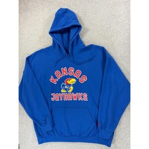 Kansas Jayhawks Screened Logo Campus Hoodie Sweatshirt (Men's XL) Blue